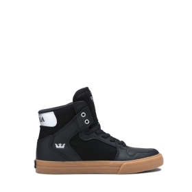 Supra Kids VAIDER High Top Shoes Black/Silver/white | US-34219